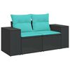 vidaXL 9 Piece Garden Sofa Set with Cushions Black Poly Rattan Acacia