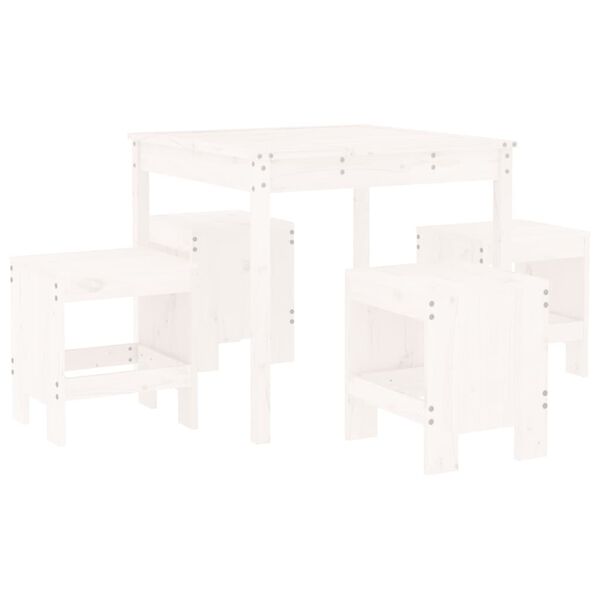 vidaXL 5 Piece Garden Dining Set White Solid Wood Pine