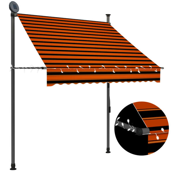 vidaXL Manual Retractable Awning with LED 150 cm Orange and Brown