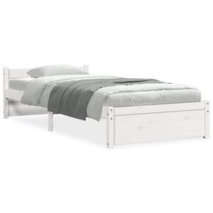 vidaXL Bed Frame without Mattress White Solid Wood 90x190 cm Single Single