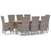 vidaXL 9 Piece Garden Dining Set Grey Poly Rattan&Solid Wood Acacia
