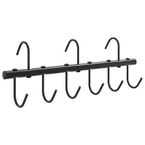 vidaXL Bridle Hanger with 9 Swivel Hooks Black Steel
