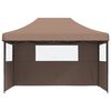 vidaXL Foldable Party Tent Pop-Up with 3 Sidewalls Brown