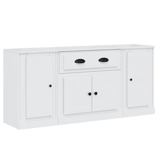 vidaXL Sideboards 3 pcs High Gloss White Engineered Wood