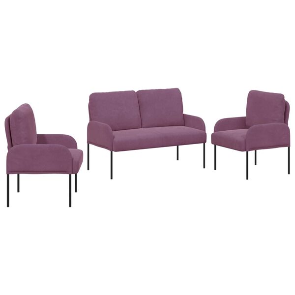 vidaXL Sofa Sets with Cushion 3 pcs Purple 115 x 56 x 80 cm Plywood