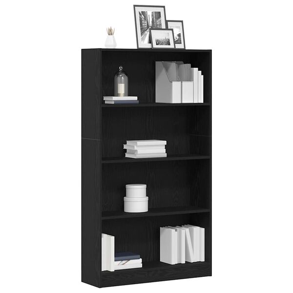 vidaXL 4-Tier Bookcase Black Oak 80x24x143 cm Engineered Wood