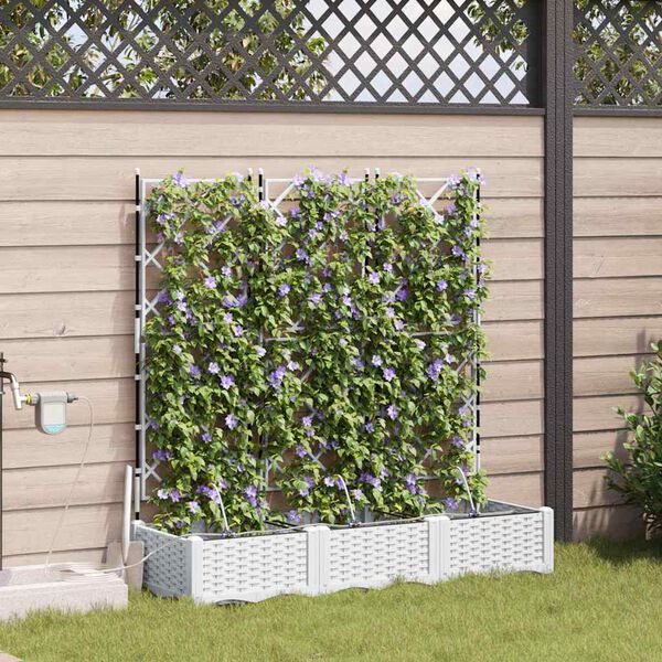 vidaXL Garden Planter 3 pcs White Steel