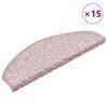 vidaXL Stair Mats 15 pcs 65x21x4 cm Light Pink Half Round Large