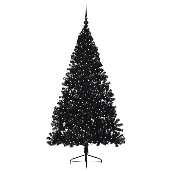 vidaXL Artificial Pre-lit Christmas Tree Black 210 cm PVC