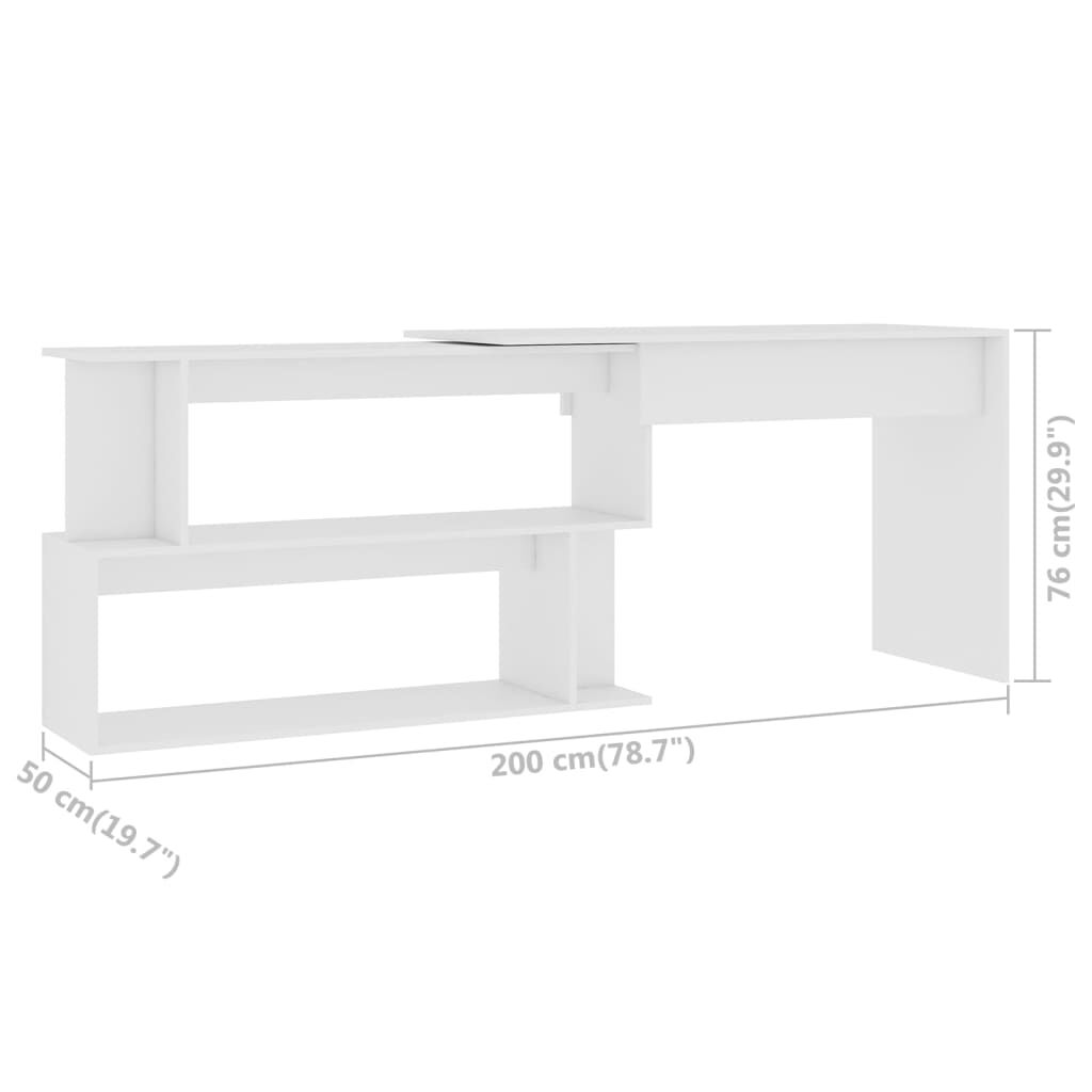 vidaXL Corner Desk White 200x50x76 cm Engineered Wood vidaXL