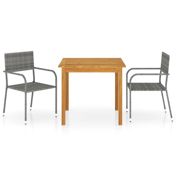 vidaXL 3 Piece Garden Dining Set Grey