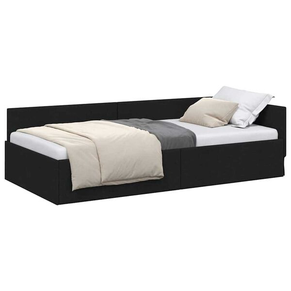 vidaXL Corner Bed Frame with Headboard Black 90 cm x 190 cm Velvet