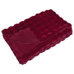 vidaXL Faux Rabbit Fur Blanket Bordeaux Red 130 x 150 cm Polyester