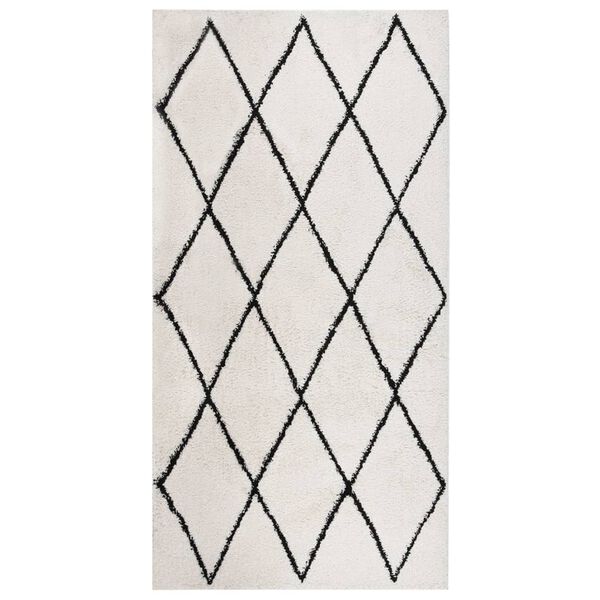 vidaXL Shaggy Rug High Pile Black and Cream 80x150 cm