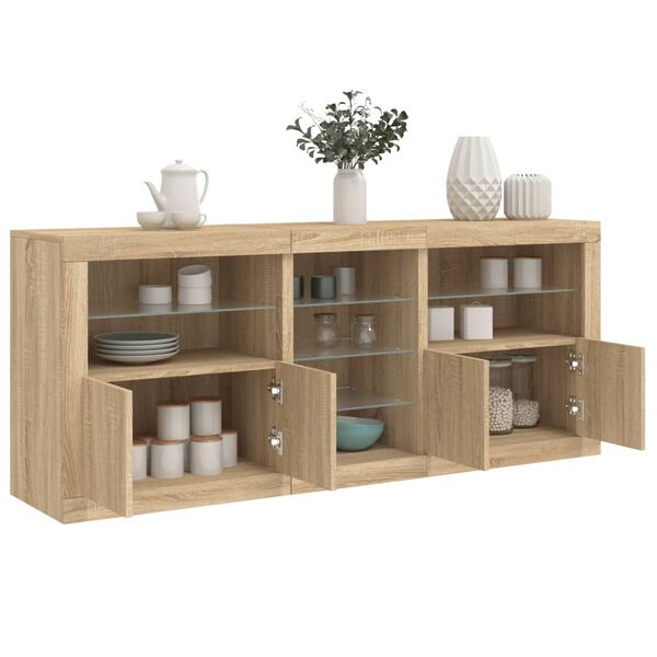 vidaXL Sideboard with LED Lights Sonoma Oak 181.5x37x67 cm