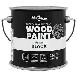 vidaXL Wood Paint Black 2.5 L Wall Print