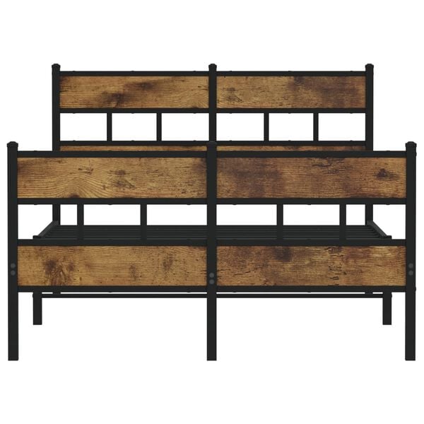 vidaXL Metal Bed Frame without Mattress Smoked Oak 120x200 cm