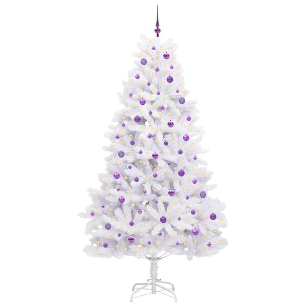 vidaXL Artificial Hinged Christmas Tree White 240 cm PVC and Steel