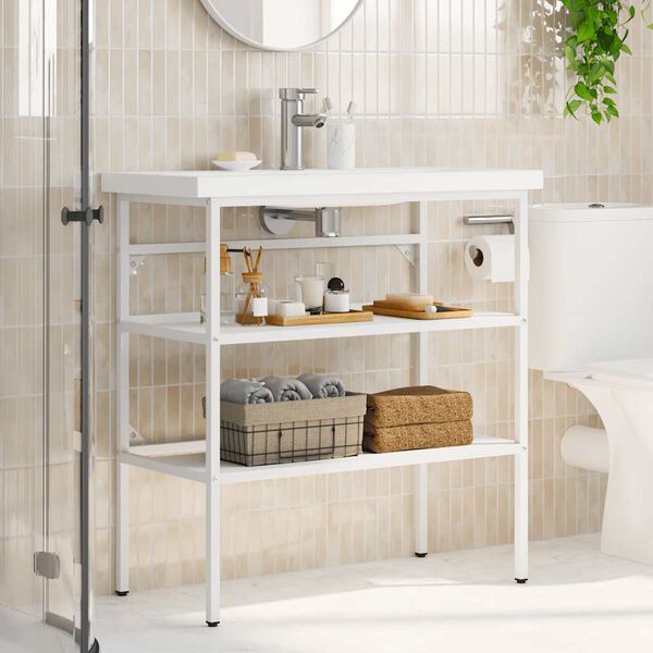 vidaXL Bathroom Washbasin Frame White 79x38x83 cm Iron