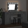vidaXL Dressing Table with Mirror Lights 3 pcs Grey Engineered Wood