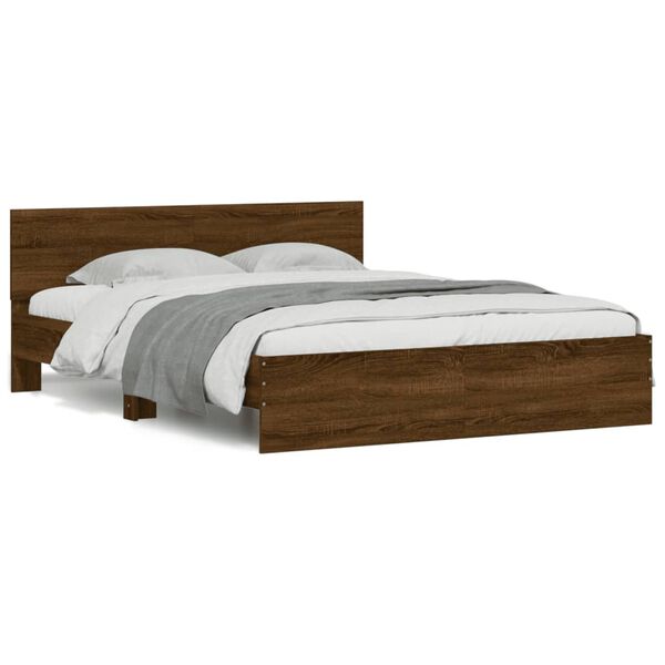 vidaXL Bed Frame without Mattress Brown Oak 150x200 cm King Size