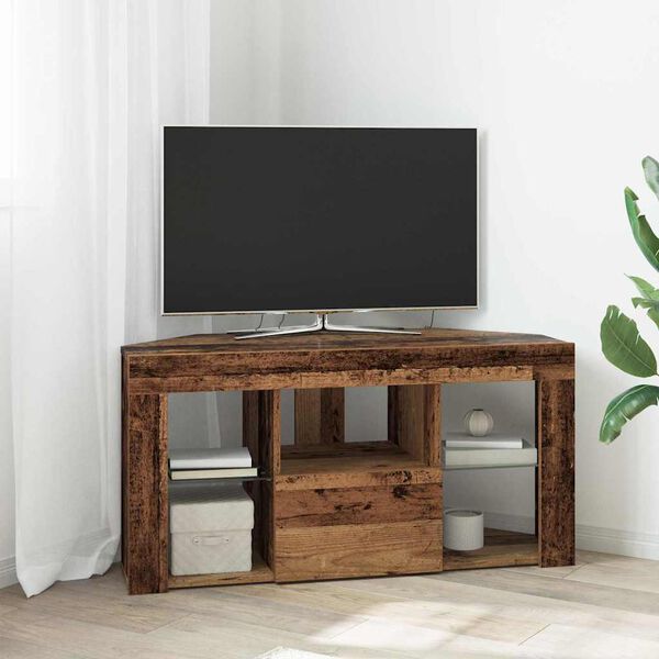 vidaXL Corner LED TV Cabinet Old Wood 100 x 40 x 50 cm Engineered Wood
