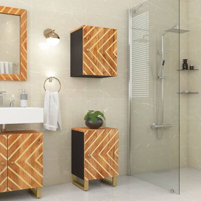 vidaXL Bathroom Cabinet Brown and Black 38x33.5x58 cm Solid Wood Mango