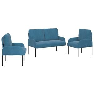 vidaXL Sofa Sets with Cushion 3 pcs Blue 115 x 56 x 80 cm Plywood