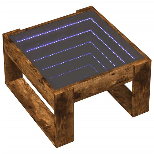 vidaXL Coffee Table with Infinity LED Smoked Oak 50x53x30 cm