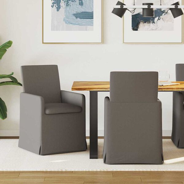 vidaXL Dining Chairs 2 pcs Light grey 57 x 67 x 95 cm Linen