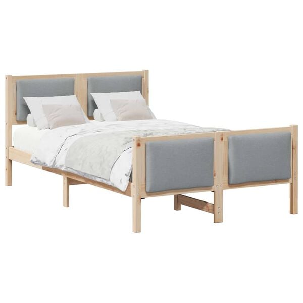 vidaXL Bed Frame with Headboard Light Grey 120 x 200 cm Fabric