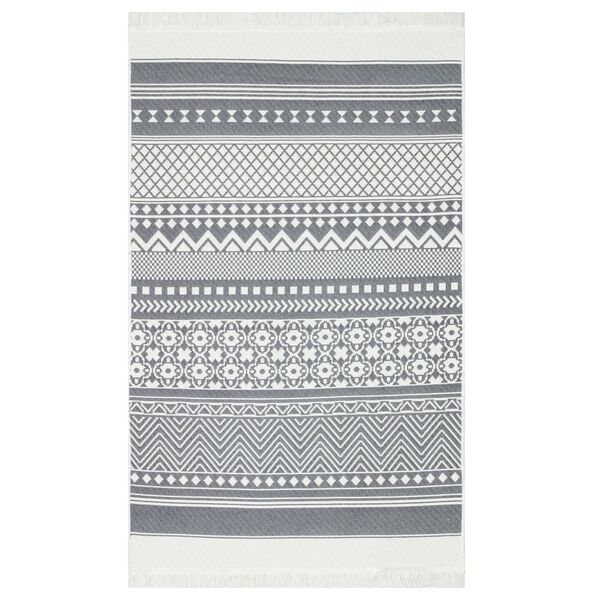 vidaXL Rug Grey and White 120x180 cm Cotton