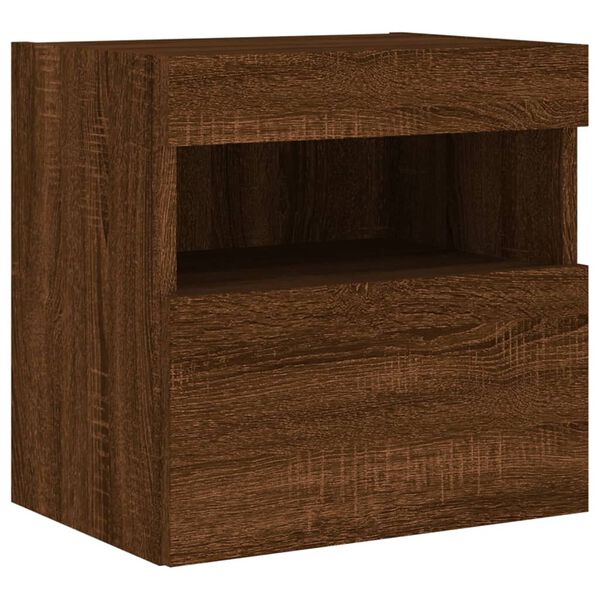 vidaXL TV Wall Cabinet with LED Lights Brown Oak 40x30x40 cm