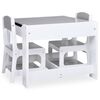 vidaXL Children's Table with 2 Chairs White MDF