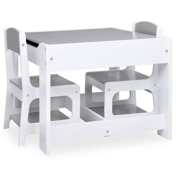 vidaXL Children's Table with 2 Chairs White MDF