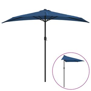 vidaXL Balcony Parasol with Aluminium Pole Blue 270x144x222 cm Half
