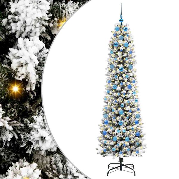 vidaXL Artificial Christmas Tree with 300 LEDs with Stand White 210 cm