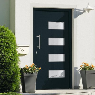 vidaXL Front Door Aluminium and PVC Anthracite 110x210 cm