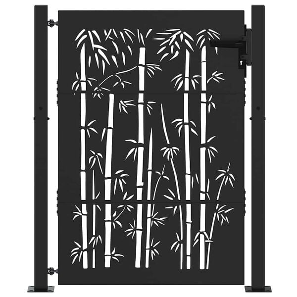 vidaXL Garden Gate 100x125 cm Corten Steel Bamboo Design