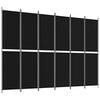 vidaXL 6-Panel Room Divider Black 300x220 cm Fabric