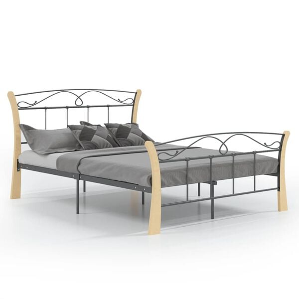 vidaXL Bed Frame without Mattress Black Metal 120x200 cm