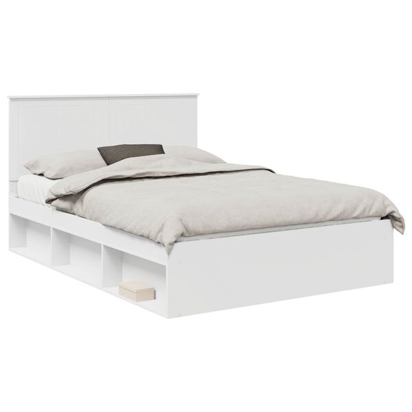 vidaXL Bed Frame with Headboard White 140 x 200 cm Solid Pine Wood