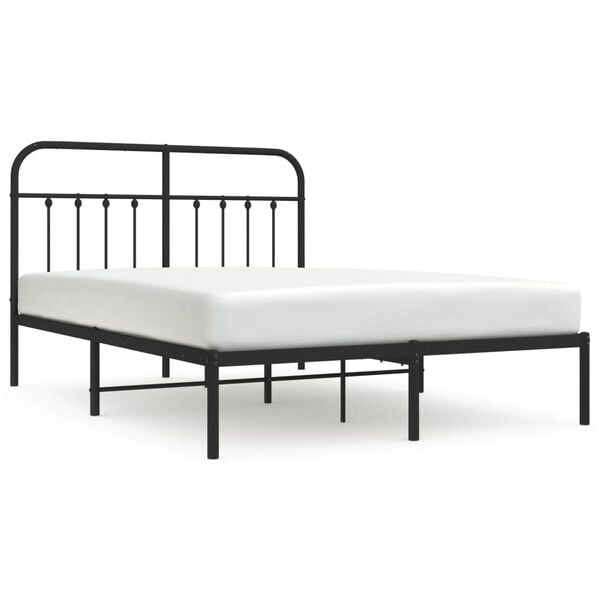vidaXL Metal Bed Frame without Mattress with Headboard Black 140x200cm