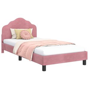 vidaXL Children's Bed Frame with Headboard Pink 80 x 200 cm Velvet
