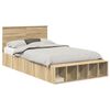 vidaXL Bed Frame with Shelf Sonoma Oak 120 x 200 cm Engineered Wood