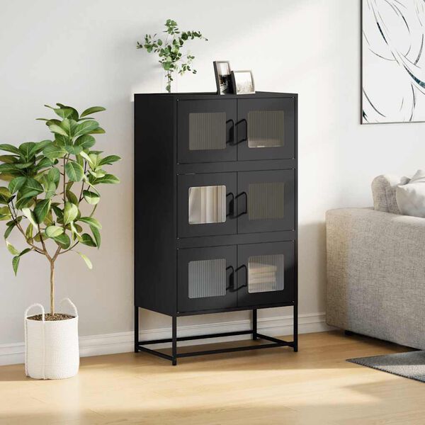 vidaXL Highboard Black 68x39x123 cm Steel