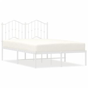 vidaXL Metal Bed Frame without Mattress with Headboard White 120x190cm