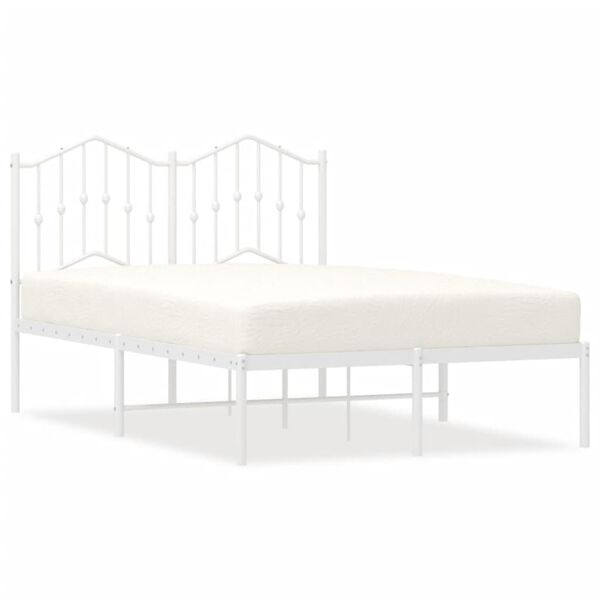 vidaXL Metal Bed Frame without Mattress with Headboard White 120x190cm