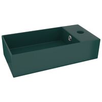 vidaXL Bathroom Sink with Overflow Ceramic Dark Green
