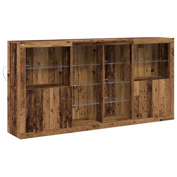vidaXL LED Sideboard 3 pcs Old Wood 202 x 37 x 100 cm Engineered Wood